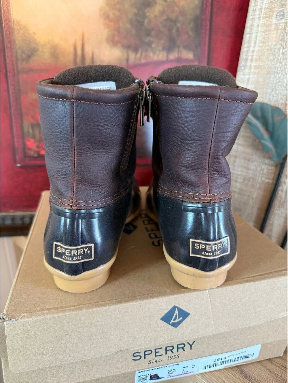 Sperry Saltwater Women's 6.5W Brown Leather Waterproof Boots